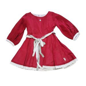 Well Dressed Wolf Daydream Girls Red Long Sleeve Dress Tie Waist Size 18M NWT